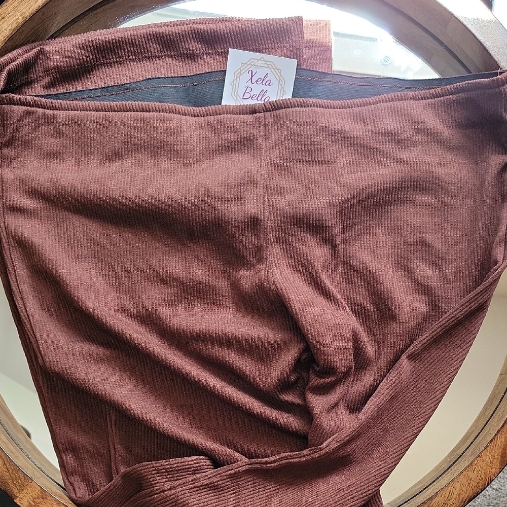 Brown Ribbed Flare Rodeo Pants (Long) - Picture 2 of 3